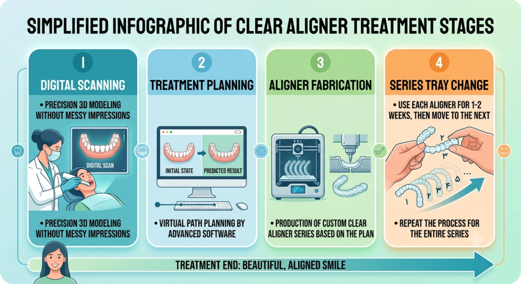 Clear aligner treatment stages